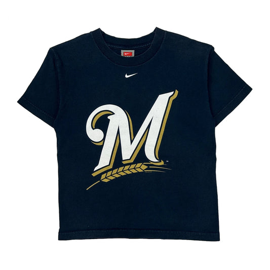Vintage Milwaukee Brewers Nike Graphic T-Shirt - Large Navy Cotton