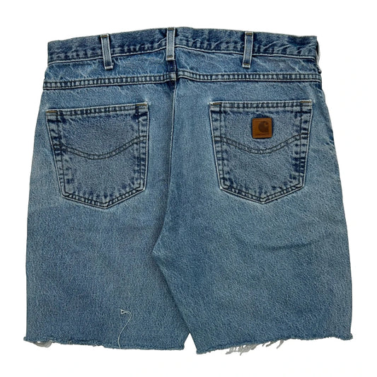 Vintage Carhartt Cut Off Denim Shorts - 36W 11L Blue Cotton