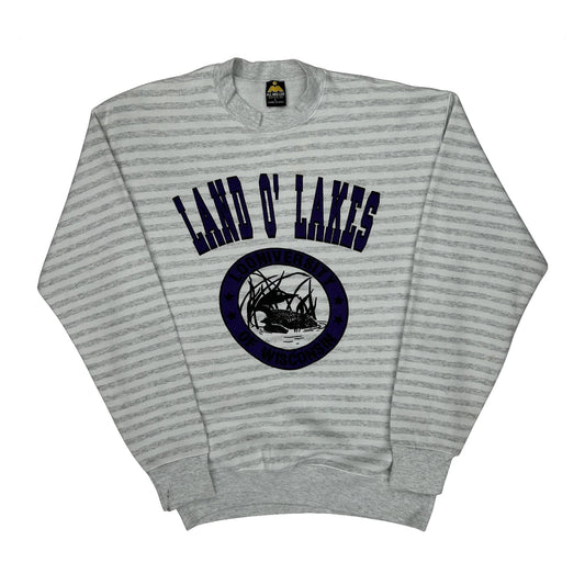 Made In USA Hl Miller Striped Sweatshirt - Large Grey Cotton
