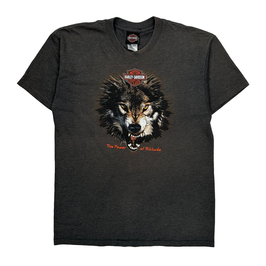 Made In USA, Rocky Mountain 25Th Anniversary Harley Davidson Graphic T-Shirt - Large Grey Cotton