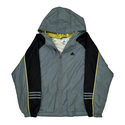 Adidas Striped Jacket - Large Black Polyester