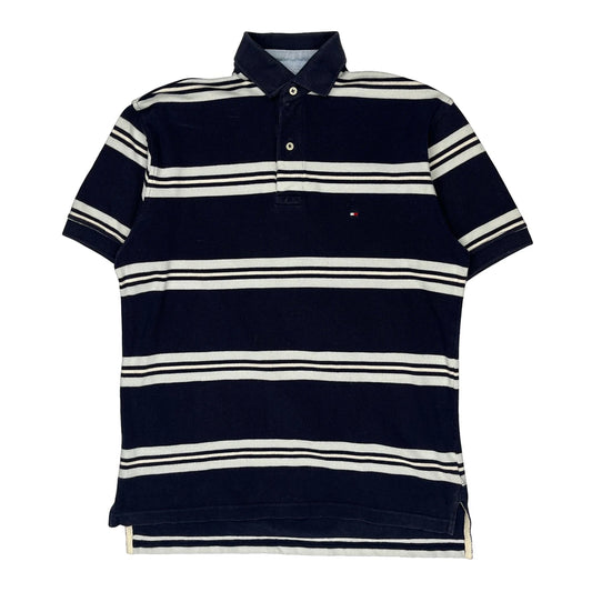 Tommy Hilfiger Striped Polo Shirt - Small Navy Cotton