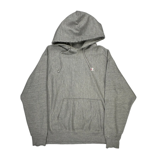 Reverse Weave Champion Hoodie - Large Grey Cotton