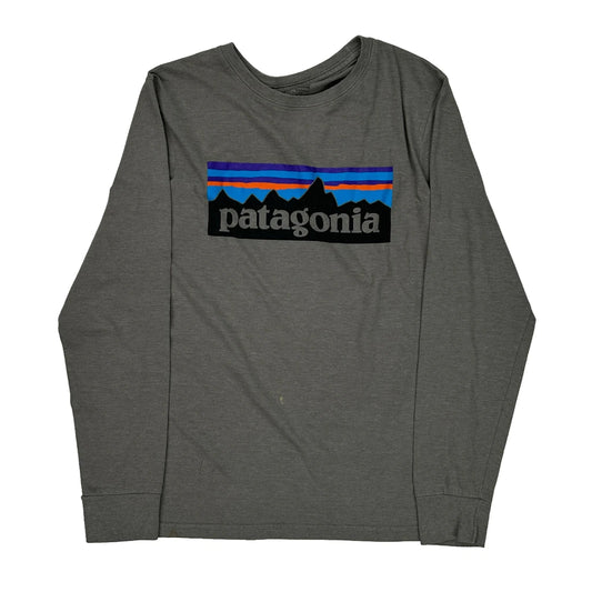 Patagonia Graphic Long Sleeve T-Shirt - Large Gray Cotton