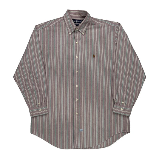 Yarmouth Ralph Lauren Striped Shirt - Large Brown Cotton