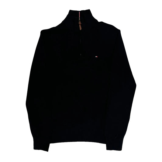 Vintage Tommy Hilfiger 1/4 Zip - Large Black Cotton