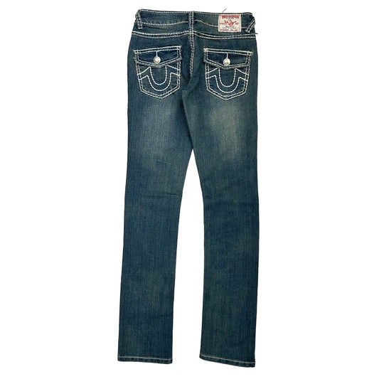 True Religion Contrast Stitch Jeans - 26W UK 4 Blue Denim
