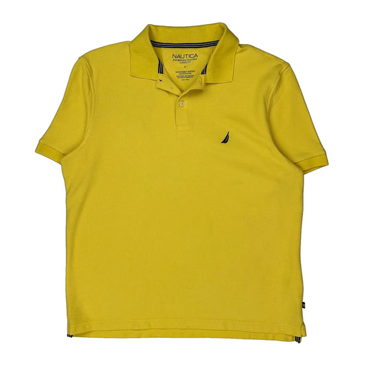 Nautica Polo Shirt - Large Yellow Cotton Blend