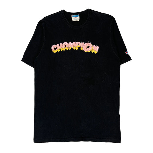 Champion Graphic T-Shirt - Large Black Cotton