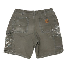  Vintage khaki Paint Splattered Carhartt Carpenter Shorts - mens 33" waist
