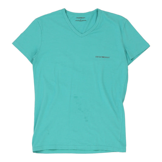 Emporio Armani V-neck T-Shirt - XL Blue Cotton Blend