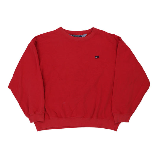 Vintage red Tommy Hilfiger Sweatshirt - mens large