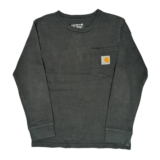 Vintage Age 8-10 Carhartt Long Sleeve T-Shirt - Small Black Cotton