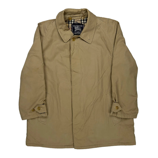Burberry Checked Trench Coat - Large Beige Cotton