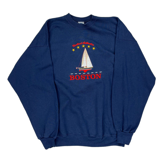 Nautical Aesthetics Champion Graphic Sweatshirt - 2XL Blue Cotton