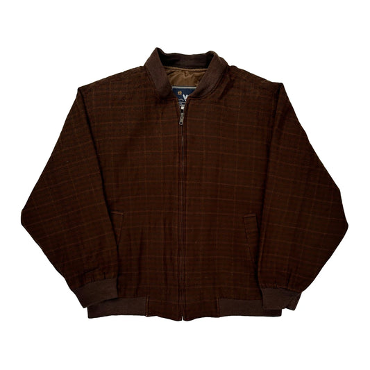 Unbranded Checked Bomber Jacket - Large Brown Cotton