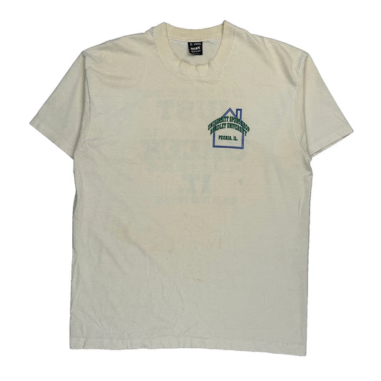 University Sponsored Bradley University Peoria, Il Fruit Of The Loom Single Stitch T-Shirt - XL Cream Cotton Blend