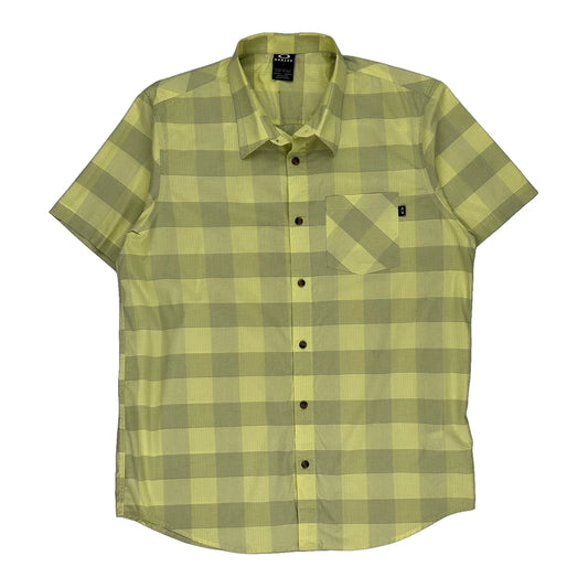 Oakley Checked Short Sleeve Shirt - Large Yellow Polyester Blend