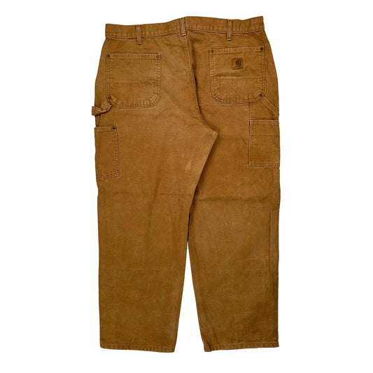 Carhartt B136 Brn Double Knee Carpenter Trousers - 38W 30L Brown Cotton