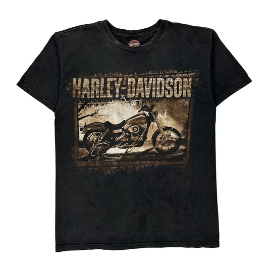 Motorcycle Harley Davidson Graphic T-Shirt - Medium Black Cotton
