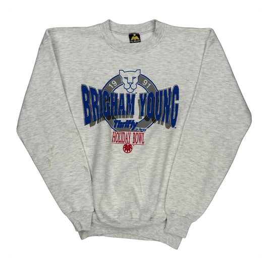 Brigham Young Holiday Bowl 1991 H.L Miller College Sweatshirt - Large Grey Cotton Blend