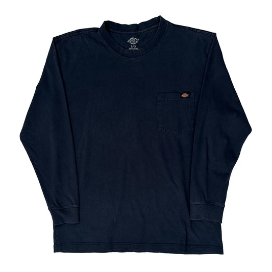Vintage Dickies Long Sleeve T-Shirt - Large Black Cotton