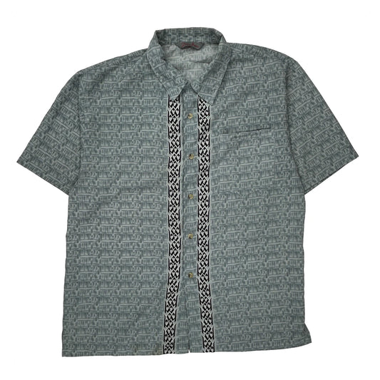 Diss Jeans Hawaiian Shirt - Large Grey Cotton Blend