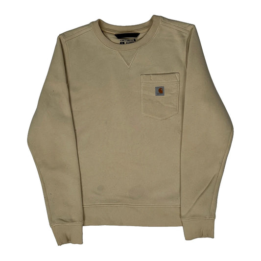 Vintage Carhartt Sweatshirt - Small Beige Cotton