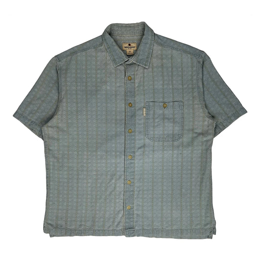 Woolrich Checked Short Sleeve Shirt - Large Grey Cotton