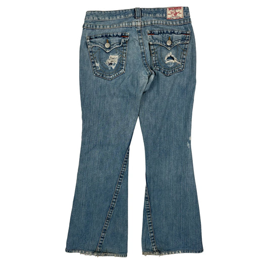 Vintage Patchwork True Religion Flared Jeans - 32W US 6 Blue Denim