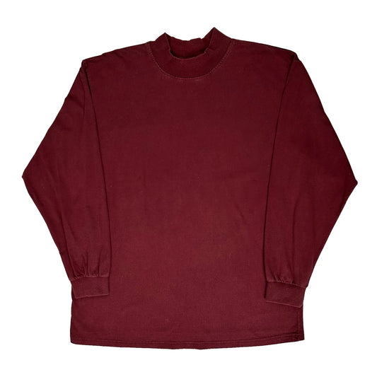 Sport Lee Collared Long Sleeve T-Shirt - Large Burgundy Cotton