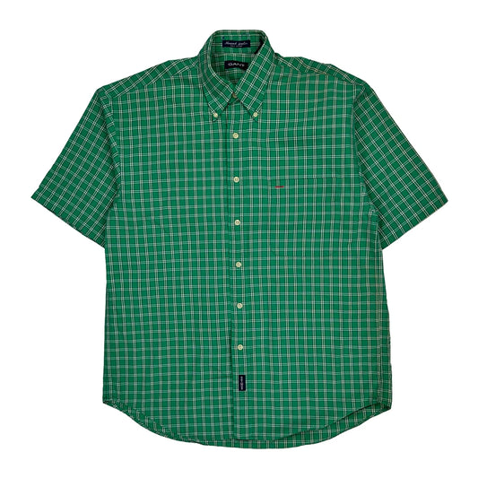Gant Checked Short Sleeve Shirt - Medium Green Cotton