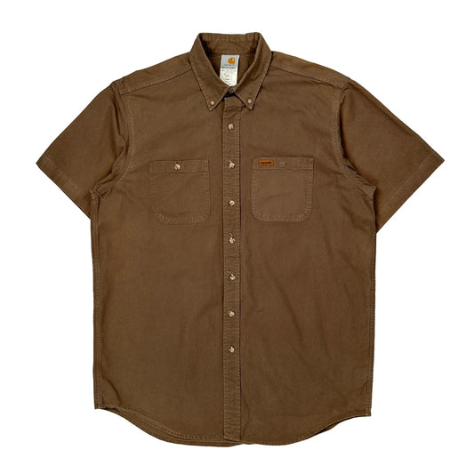Carhartt Short Sleeve Shirt - Large Brown Cotton