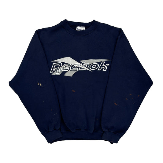 Reebok Spellout Sweatshirt - Medium Navy Cotton