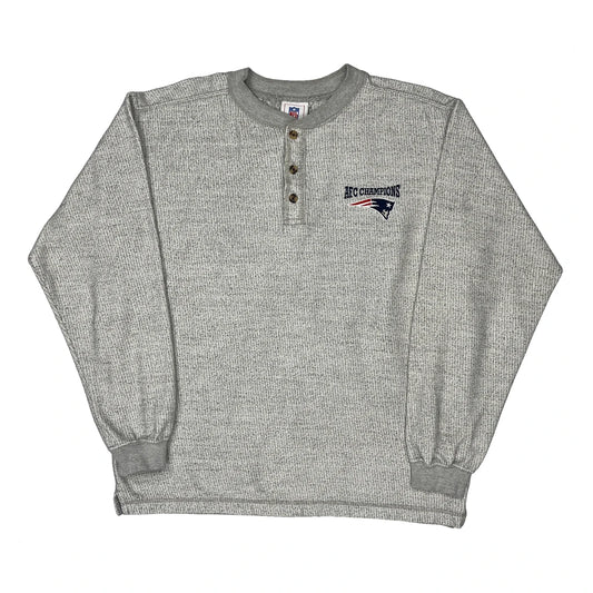 New England Patriots N.F.L. Graphic Fleece - Large Grey Cotton Blend
