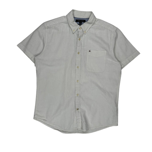Tommy Hilfiger Short Sleeve Shirt - Large White Cotton