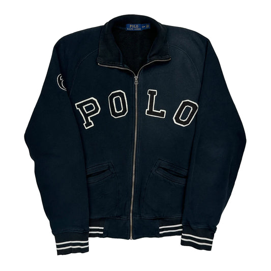 67 On Sleeve Polo By Ralph Lauren Zip Up - Medium Black Cotton