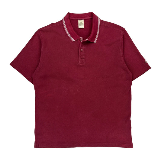 Adidas Polo Shirt - Large Burgundy Cotton
