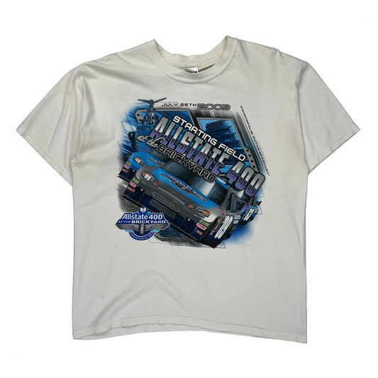 Allstate 400 At The Brickyard Gildan Nascar T-Shirt - Large White Cotton