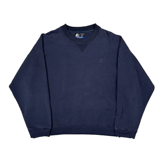 Starter Sweatshirt - Large Navy Cotton
