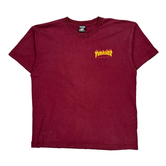 Santa Cruz Thrasher Graphic T-Shirt - XL Burgundy Cotton