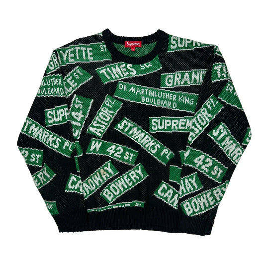Street Signs Supreme Sweater - Medium Black Cotton