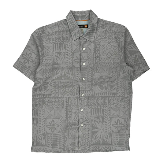 Waterman Collection Quiksilver Hawaiian Shirt - Small Grey Cotton