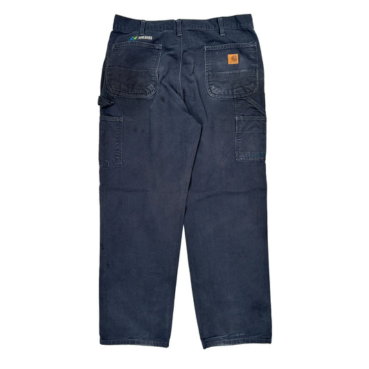 Neelands Logo Carhartt Carpenter Trousers - 34W 32L Blue Cotton