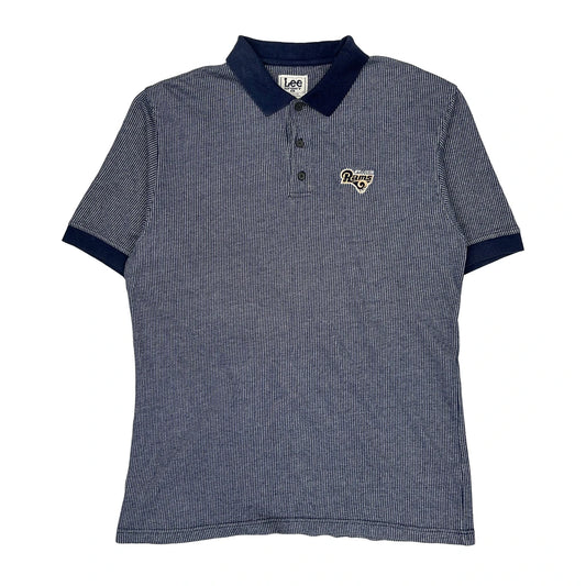 Rams Lee Sport Striped Polo Shirt - Large Navy Cotton