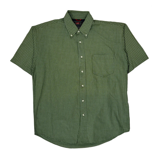 Wrangler Checked Short Sleeve Shirt - Medium Green Cotton