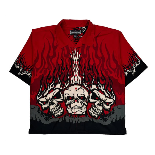 Y2K Steve & Barry Graphic Hawaiian Shirt - 3XL Red Polyester