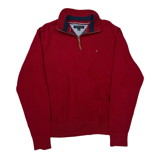 Tommy Hilfiger 1/4 Zip - XL Red Cotton