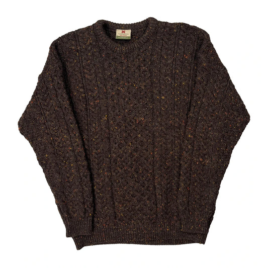 Pure New Wool Carraig Donn Hand Knit Jumper - Medium Brown Wool