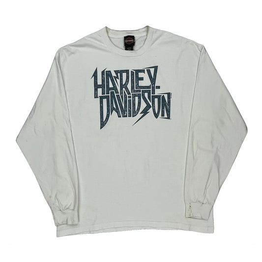 Edmonton Harley Davidson Long Sleeve T-Shirt - XL White Cotton